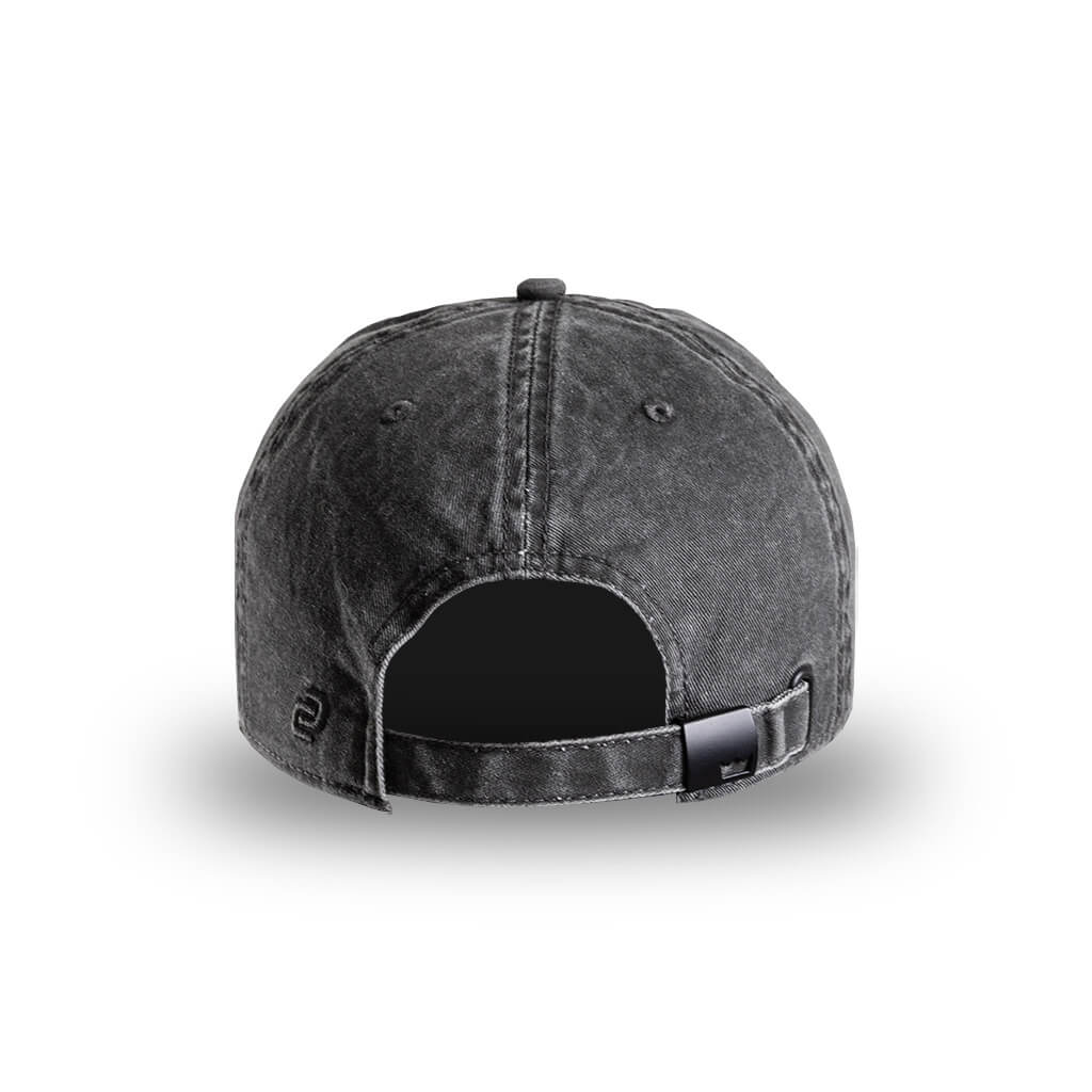 Curved Vintage Strapback Peak Cap (Black)