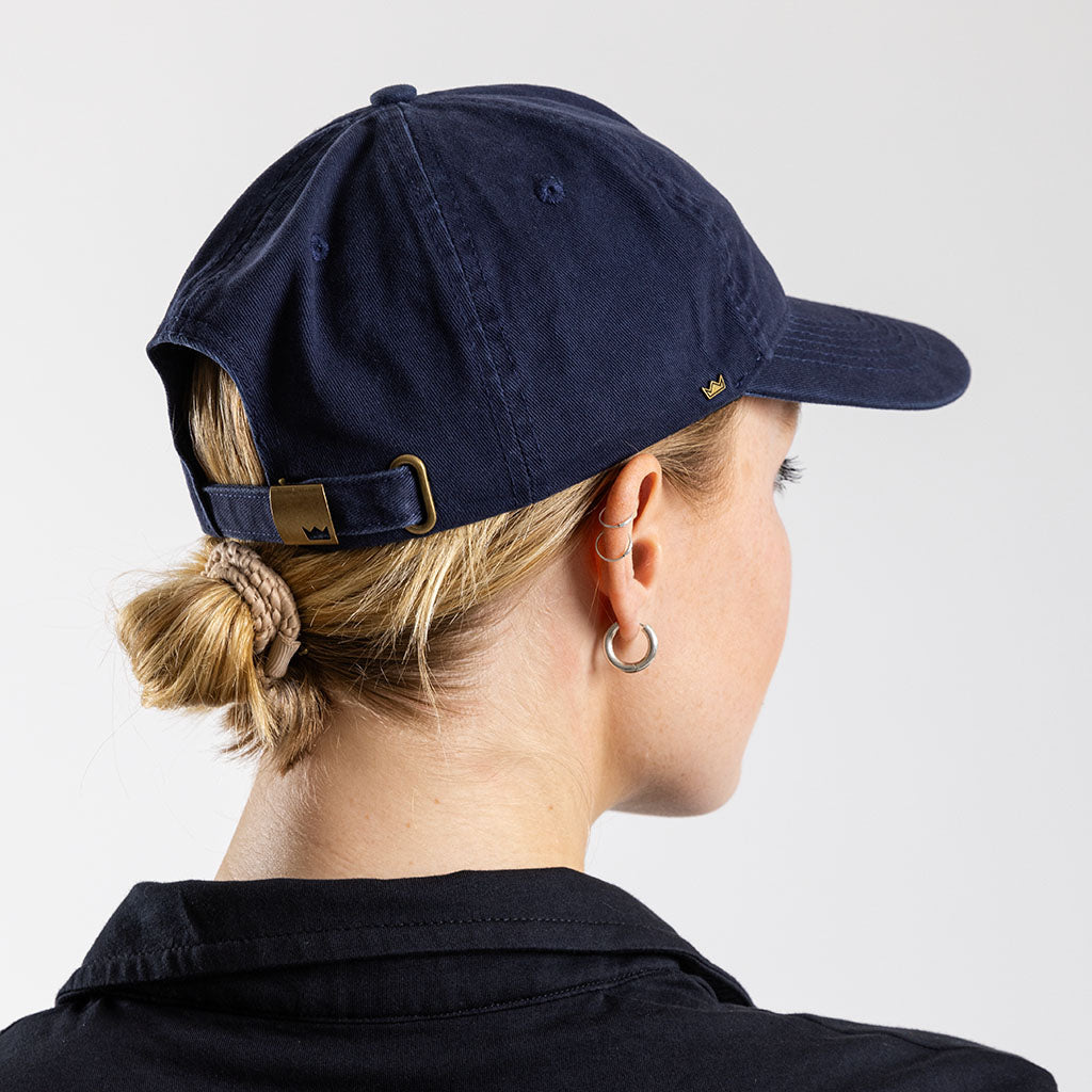 Curved Vintage Strapback Peak Cap (Navy)