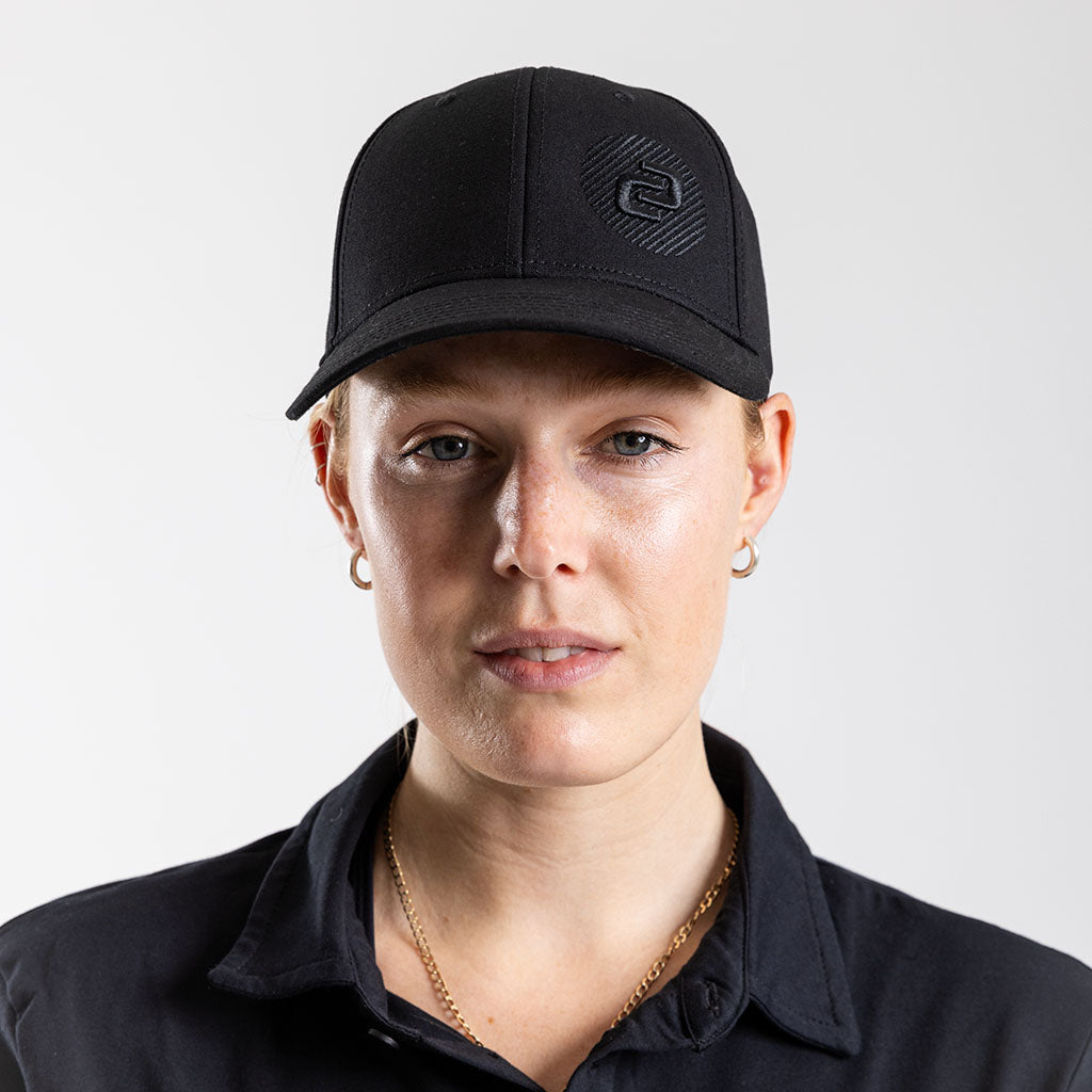 Recycled Curved Peak Snapback Cap (Black)