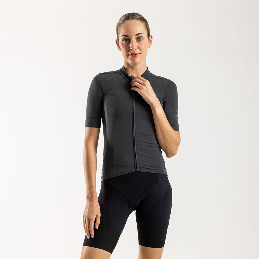 Women's Pecora Merino Cycling Jersey (Charcoal)