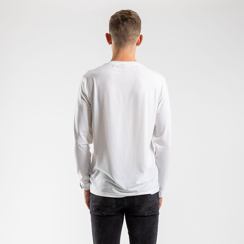 Men's Core Casual Long Sleeve T Shirt (White)