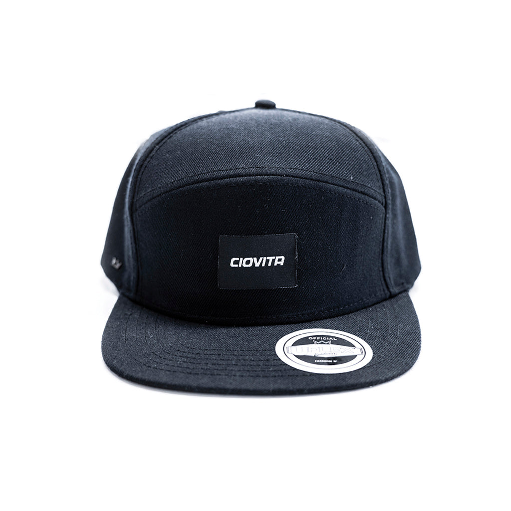 Black Flat Peak Snapback Cap