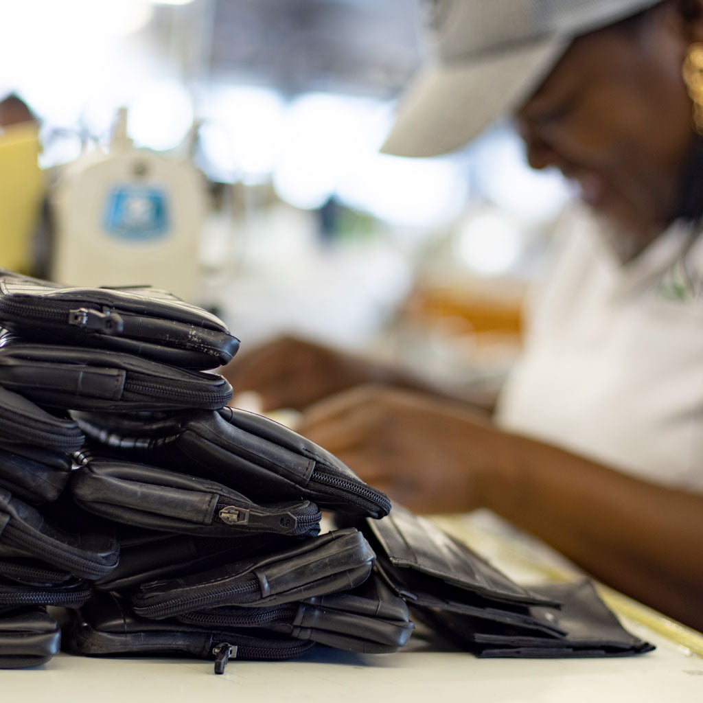 storage pouches made from recycled bicycle inner tubes