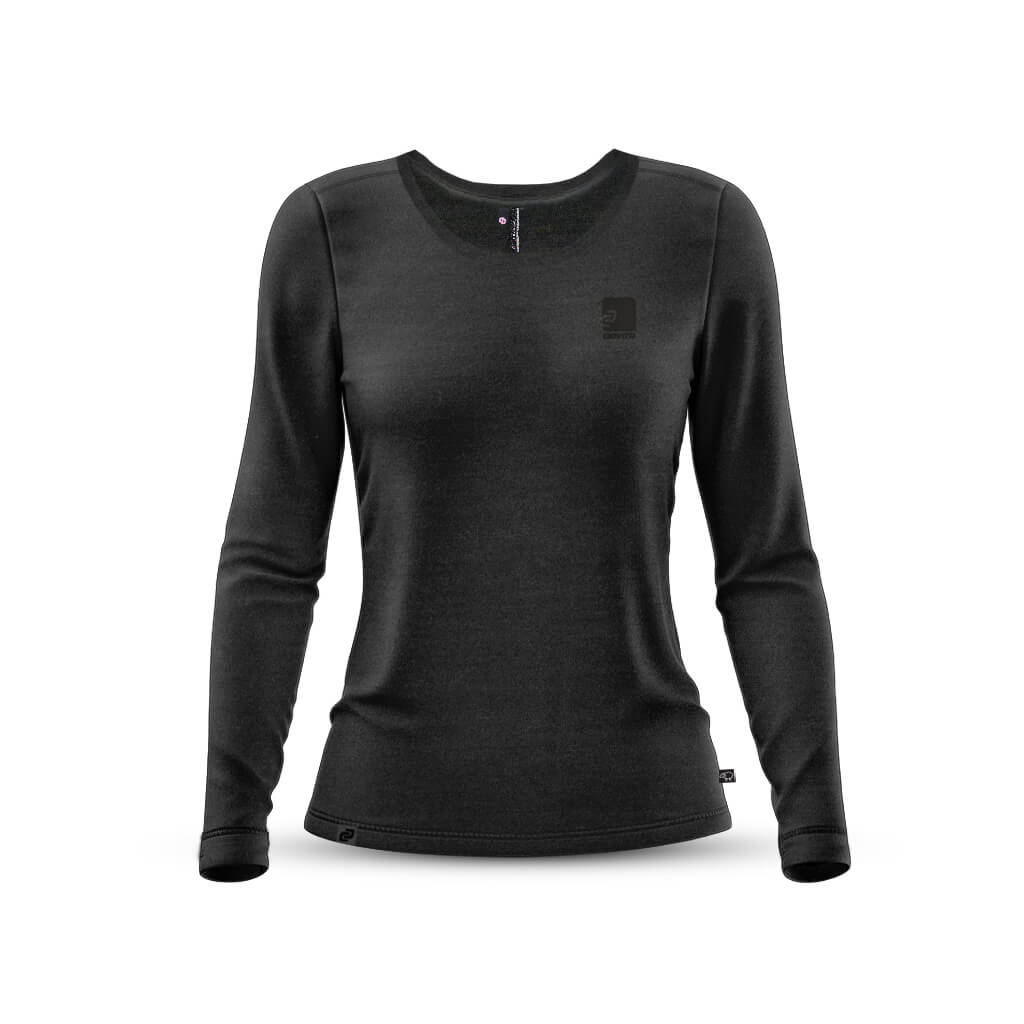 Women's Long Sleeve Merino T Shirt (Charcoal)