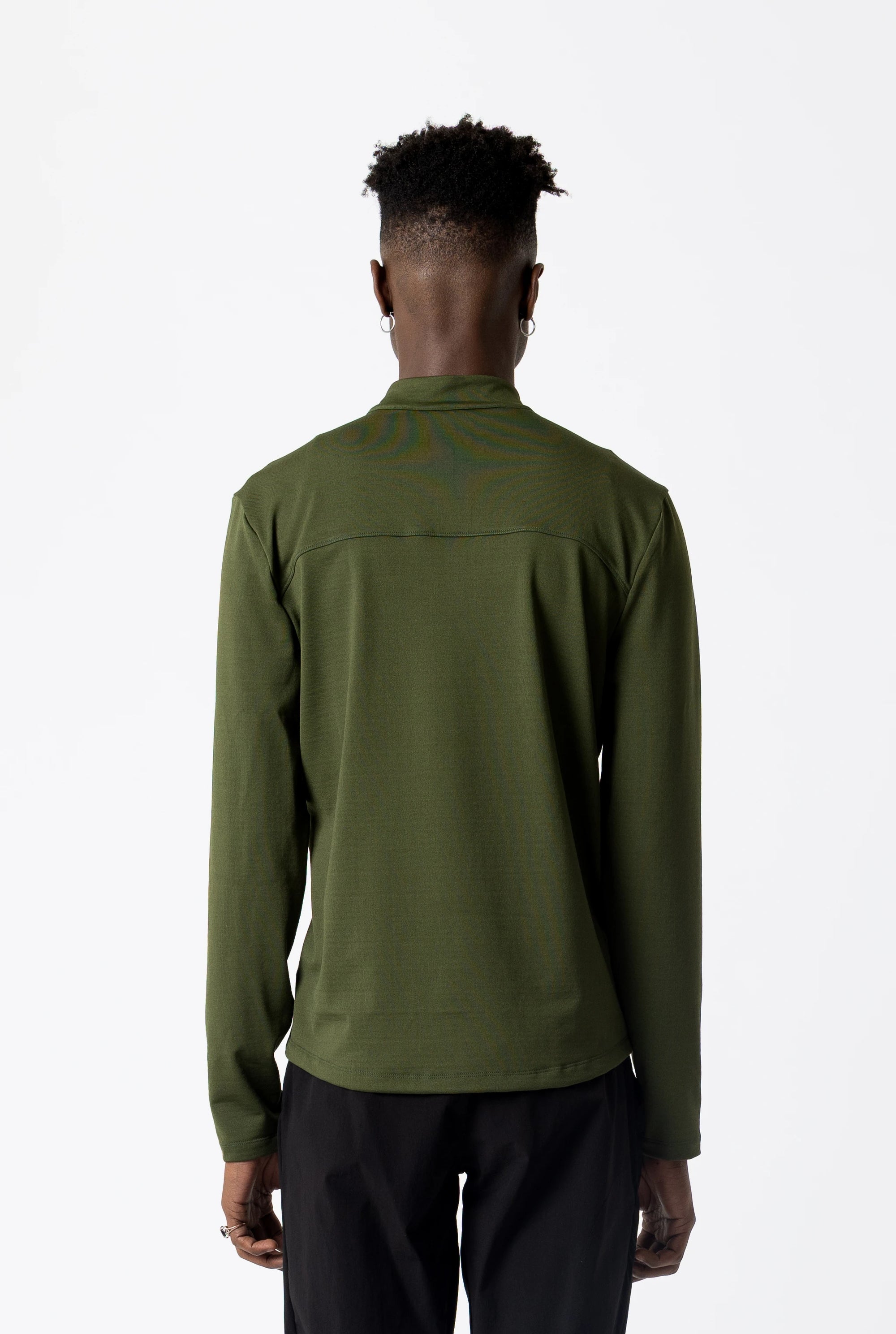 Men's 1/4 Zip Merino Top (Olive)
