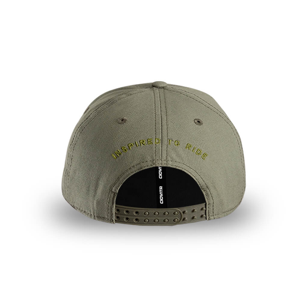 Recycled Curved Peak Snapback Cap (Olive)