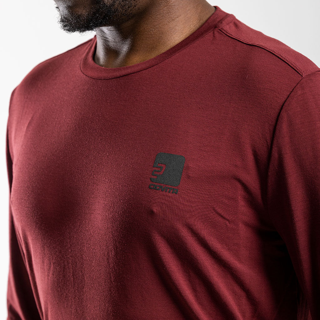 Men&#39;s Long Sleeve Merino T Shirt (Bloodstone)
