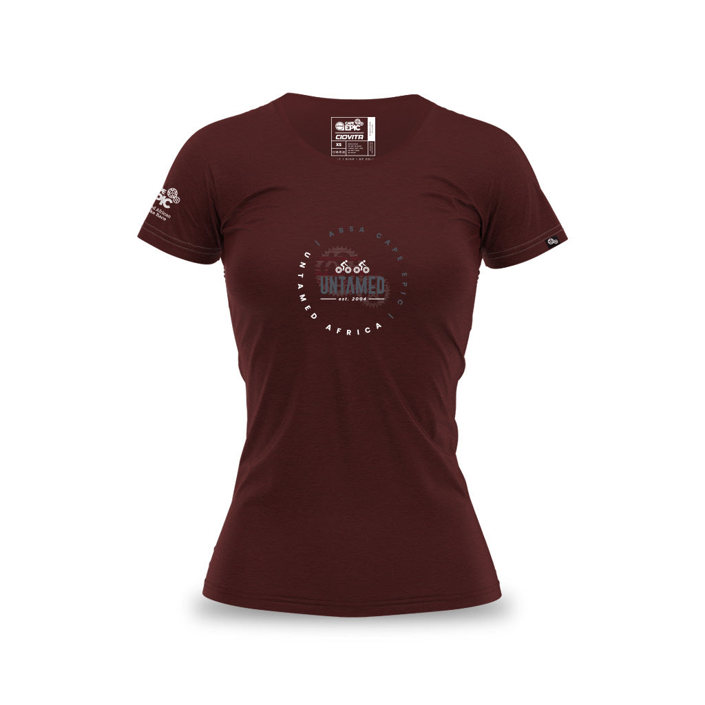 Women&#39;s Absa Cape Epic 2024 T Shirt (Maroon)
