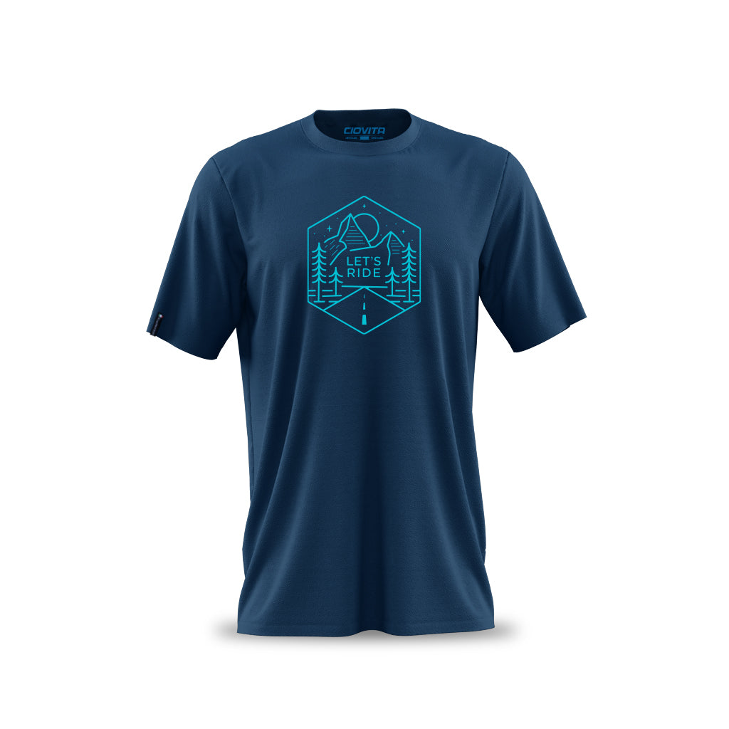 Men's Adventure Cotton T Shirt (Blue)
