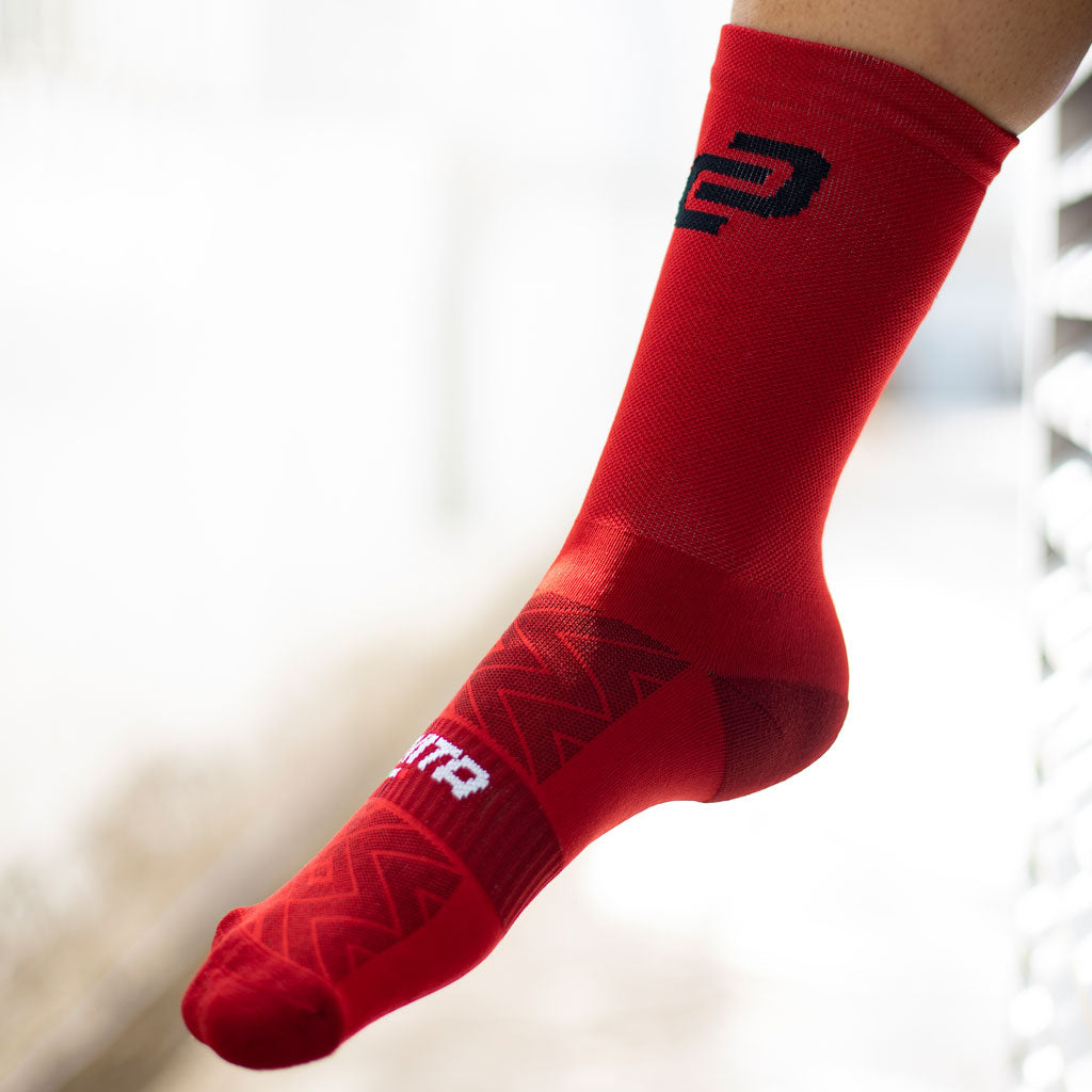 dark red cycling sock